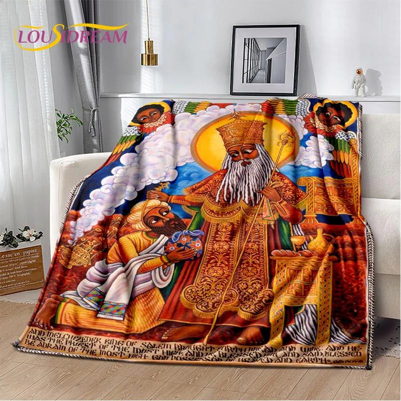 HD Africa Ethiopian Painting Art Cartoon Blanket,Soft Throw Blanket for Home Bedroom Bed Sofa Picnic Travel Office Cover Blanket