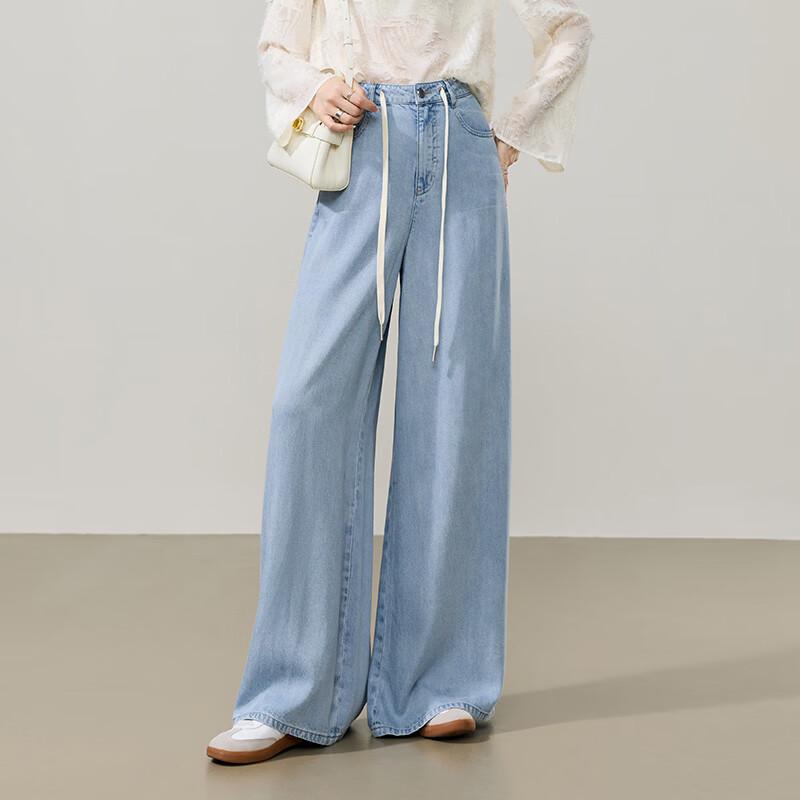 

ESE-Y Women s Cool Tencel Wide Leg Straight Jeans 29