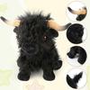 Highland Cow Stuffed Animal,10.5 inches Realistic Cow Plush Toy (Black)