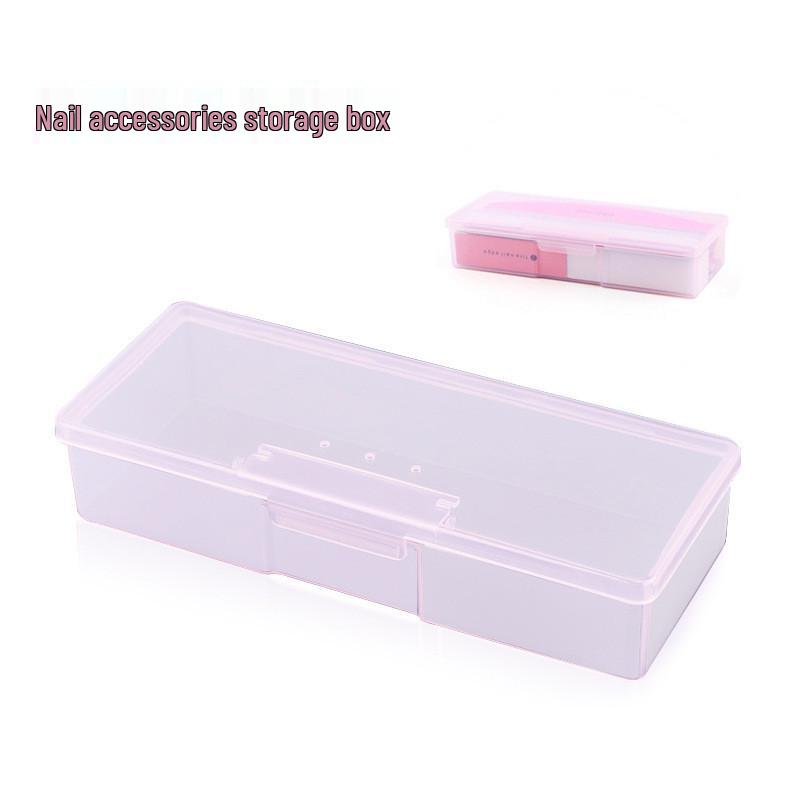 Nail Art Storage Box: Pink Transparent Plastic Organizer for False Nails, Makeup, and Tools