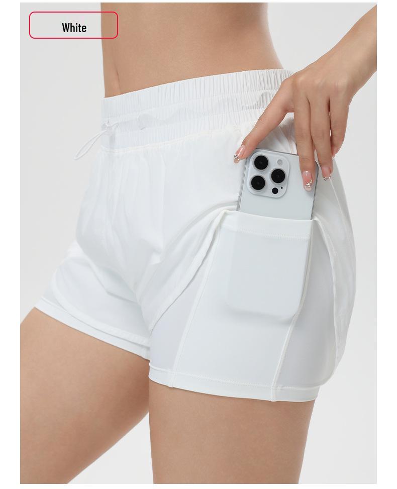 Women's 2026 High-Waisted Quick-Dry Fake Two-Piece Sports Shorts - Breathable Running & Yoga Fitness Shorts for Summer