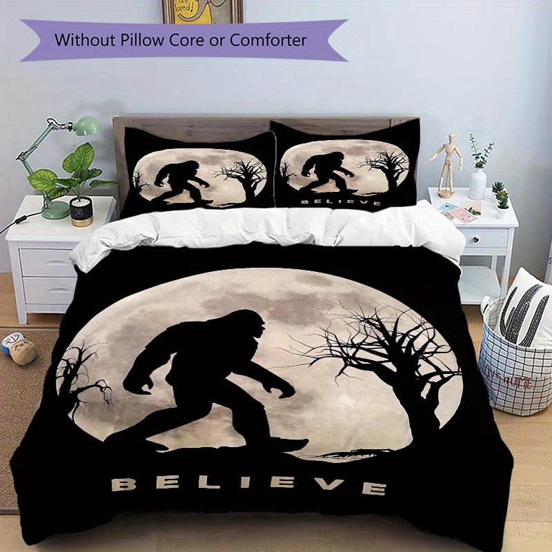 Set di biancheria da letto con 3 pezzi di Bigfoot, Believe, Copripiumino e Federe, Adatto per Camera degli Ospiti Decorazione della Casa Tutte le Stagioni(Nessun inserto) S0819072