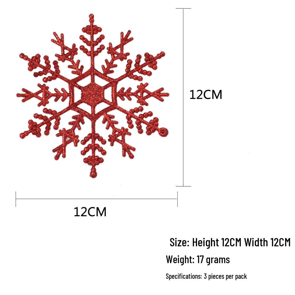 Glitter Snowflake Christmas Ornaments - 12cm Hanging Tree Decorations.