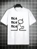 Unisex Red Crew Neck Tee Stick Figure Bla Bla Text Print Oversized Short Sleeve Unisexs Summer Streetwear Casual Daily Basic Wear Top