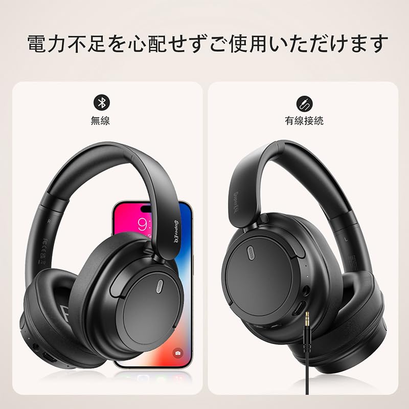 SuperEQ V16 Wireless Headphones 40mm 90 Hours Lightweight Foldable Supports Multipoint Connection Bluetooth5.3, Hi-Fi Driver, Playtime, Bass/Pop Mode,