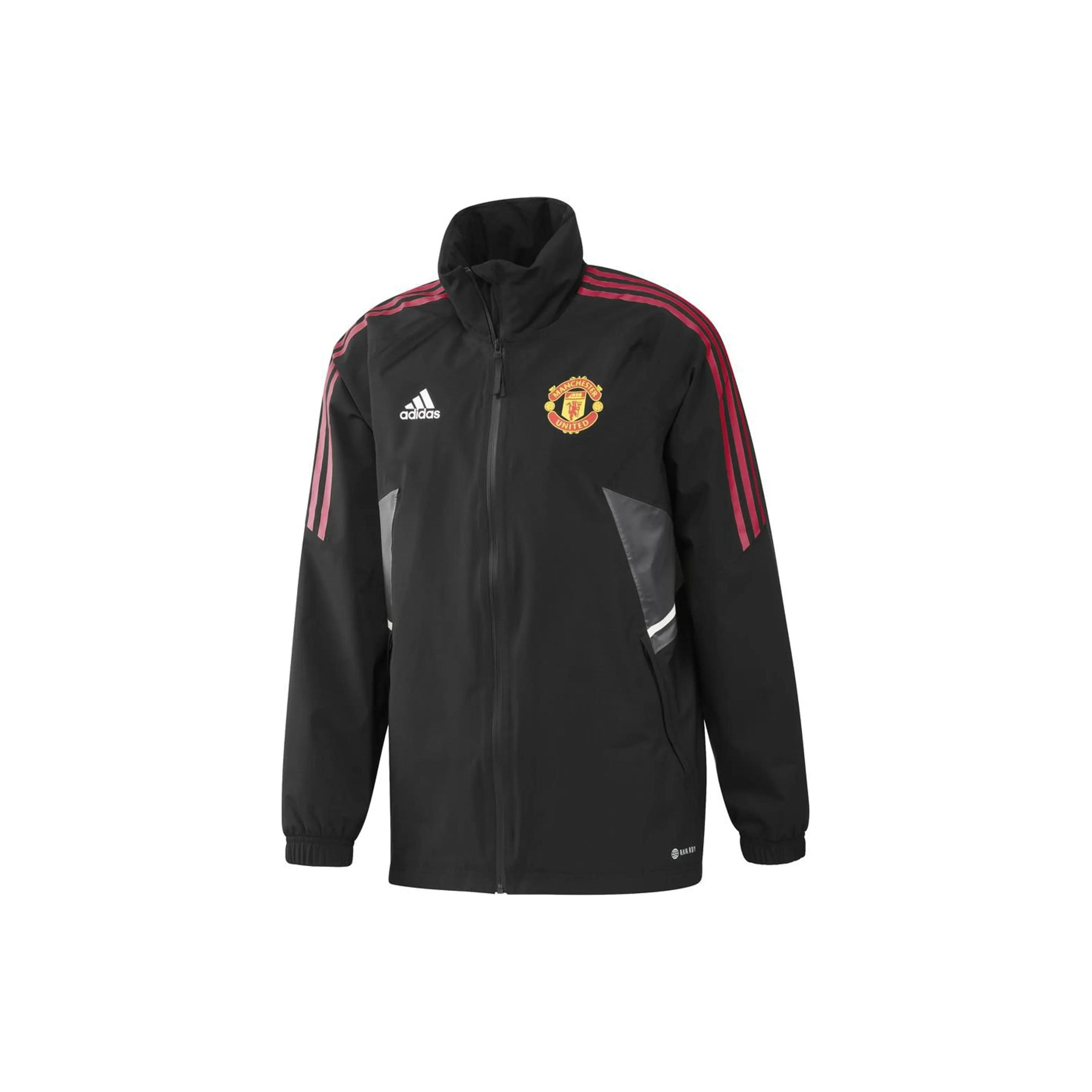 

Adidas 2022-23 Season Manchester United Striped Pattern Retro Sports Stand Collar Rain Jacket Men Jacket Black H64017 S