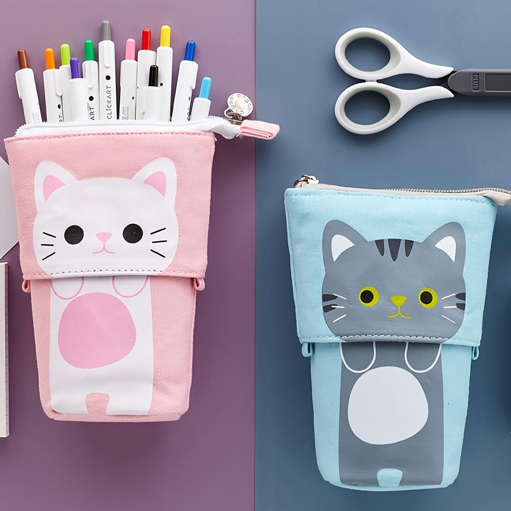 Cute Zipper Retractable Vertical Pencil Case Suitable for Students To Use Fashionable Student Stationery with Various Colors