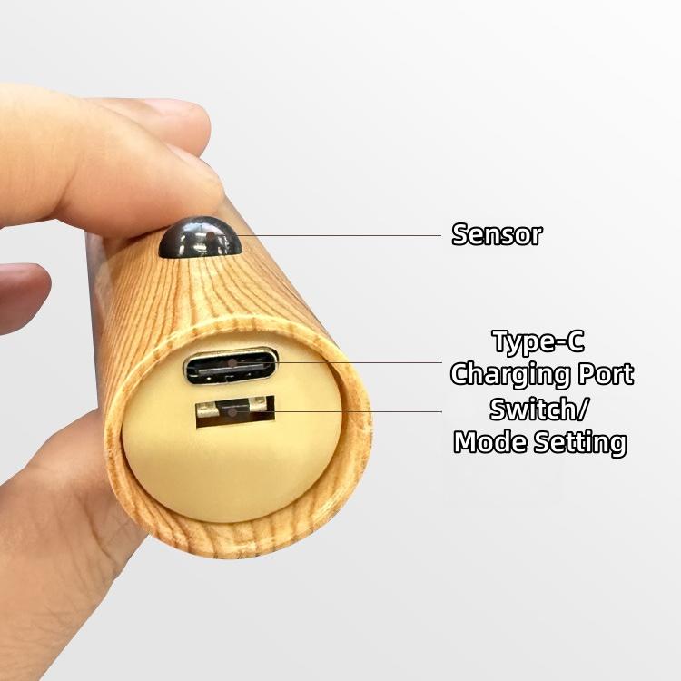 Rechargeable Sensor Wall Light, Magnetic & Wooden Finish, Intelligent Sensor Night Light for Corridor Cabinet Toilet