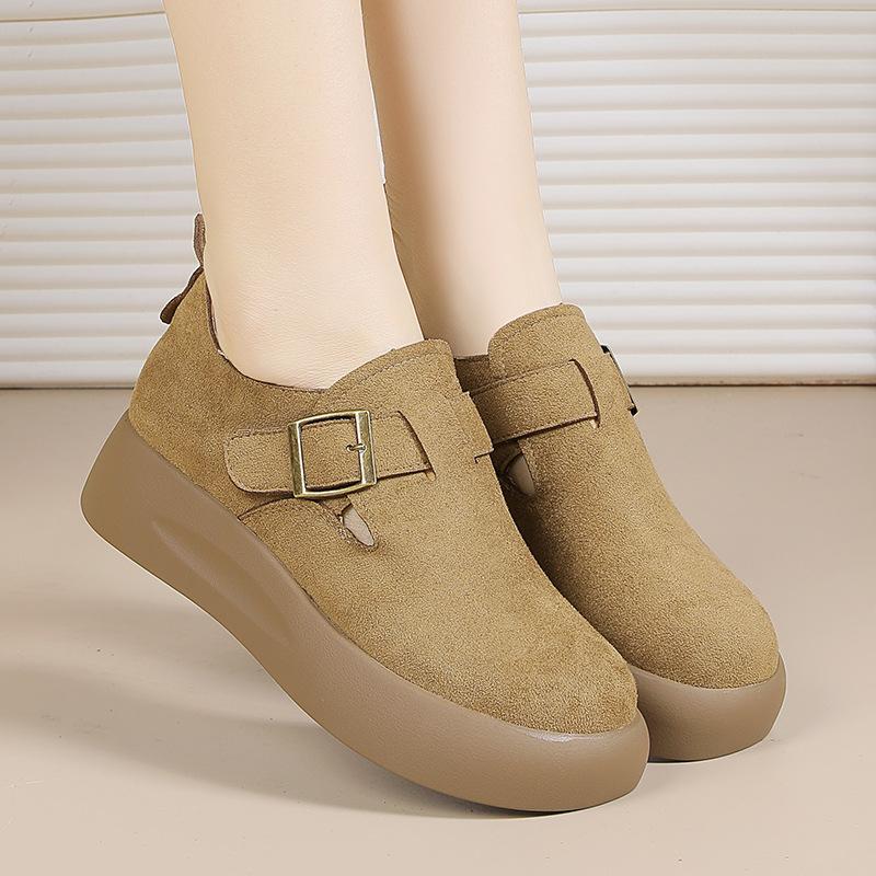 

Retro Platform Loafers Comfortable Slip On Clogs Thick Soled Leather Shoes Soft Cushioned Footbed Lightweight Walking Footwear 35