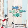 4Pcs/Set Wooden Fish Coastal Wall Art, Handcrafted Fish Wall Decoration, Rustic Nautical Fish Wall Sculpture for Living Room, Lake House, Bathroom