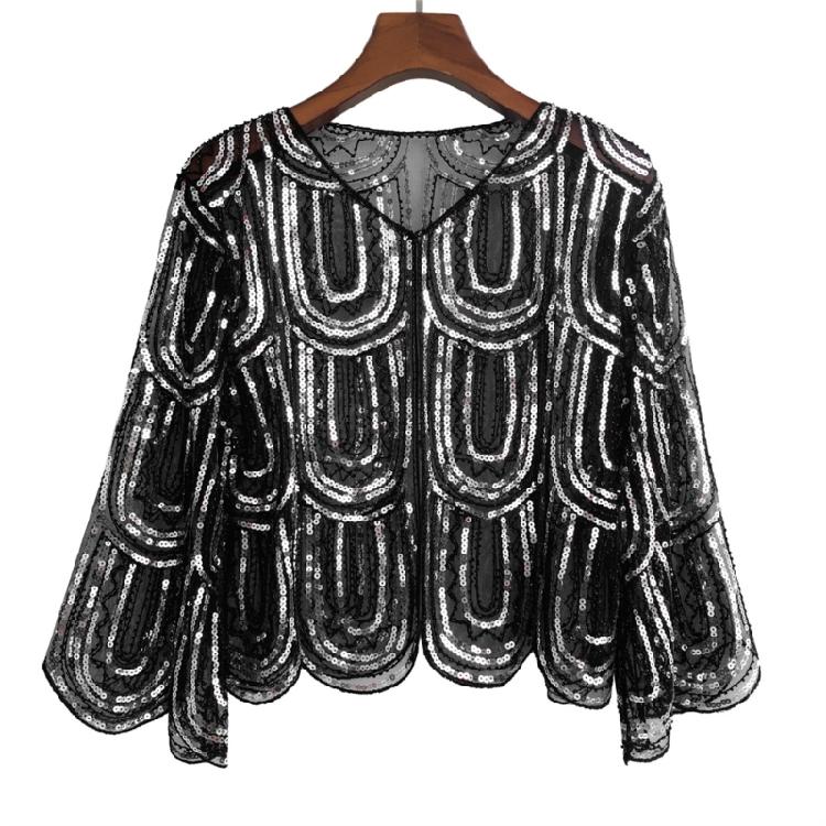 Bead Sequins Detailed Shawl Scarf for Special Occasion Unique Sequined Accessory for Trendy Outfits