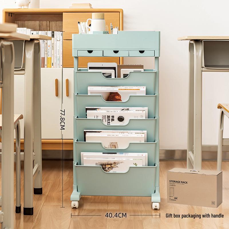 Mobile Bookshelf with Wheels for Classroom or Desk