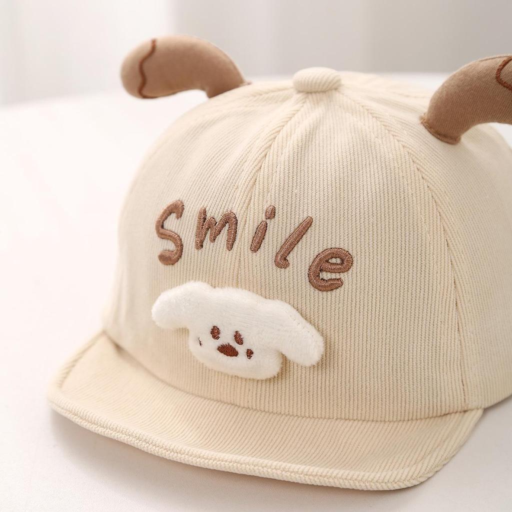 Cute Animal Baby Baseball Cap Spring Autumn Corduroy Soft Brim Hat for Boys Girls Adjustable Sun Hats