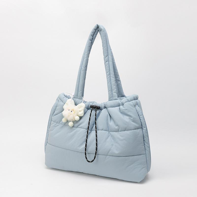 Spring Cotton Tote Bag With Stitching Elements And Internal Zip Pouch For Leisure Outings