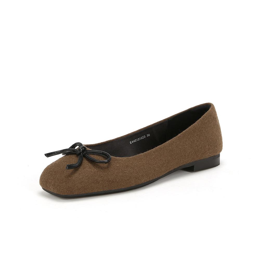 

Версия из овчины Su Yinyin, та же самая квадратная кожаная балетная обувь с бантом, женские туфли для бабушек, пригородные туфли 35