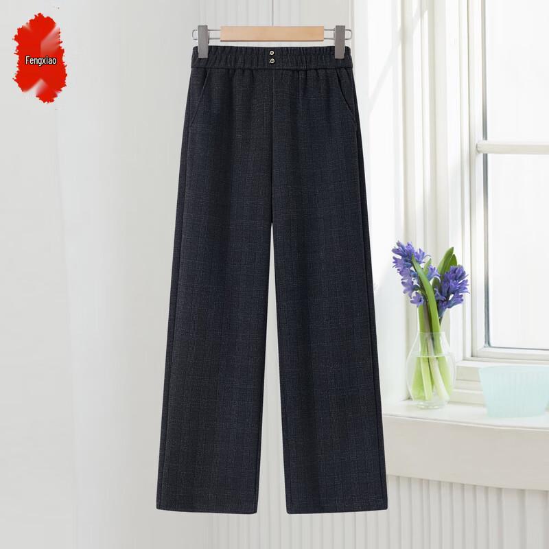 Women s Autumn/Winter Plaid High-Waist Straight-Leg Pants 4XL