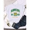 Camiseta Estampada Feminina Hawkins High School 1983 Nova Camiseta Harajuku Moda de Rua Streetwear Casual Gola Redonda Vestuário