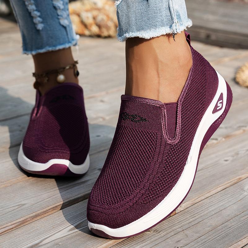 Fashion Elastic Knit Breathable Mesh Sneakers for Women Soft Sole Comfort Slip On Walking Shoes Woman Lightweight Non Slip Casual Shoes
