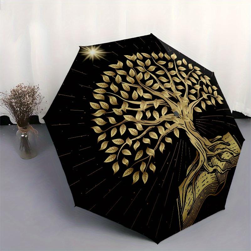 Enchanted Tree of Knowledge: A Magical Book Cover DesignUmbrella, Portable 3-Fold Umbrella for Men & Women,Christmas Gift ES85