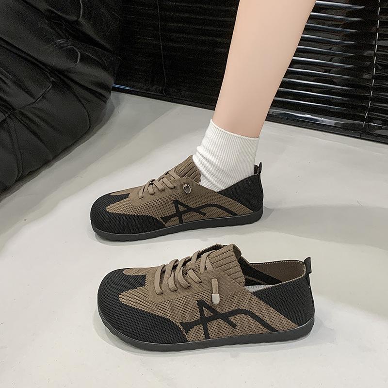 Shoes Women's Spring New Mesh Shoes Casual Breathable Forrest Gump Shoes One Pedal Retro Versatile Lace-up German Training Shoes