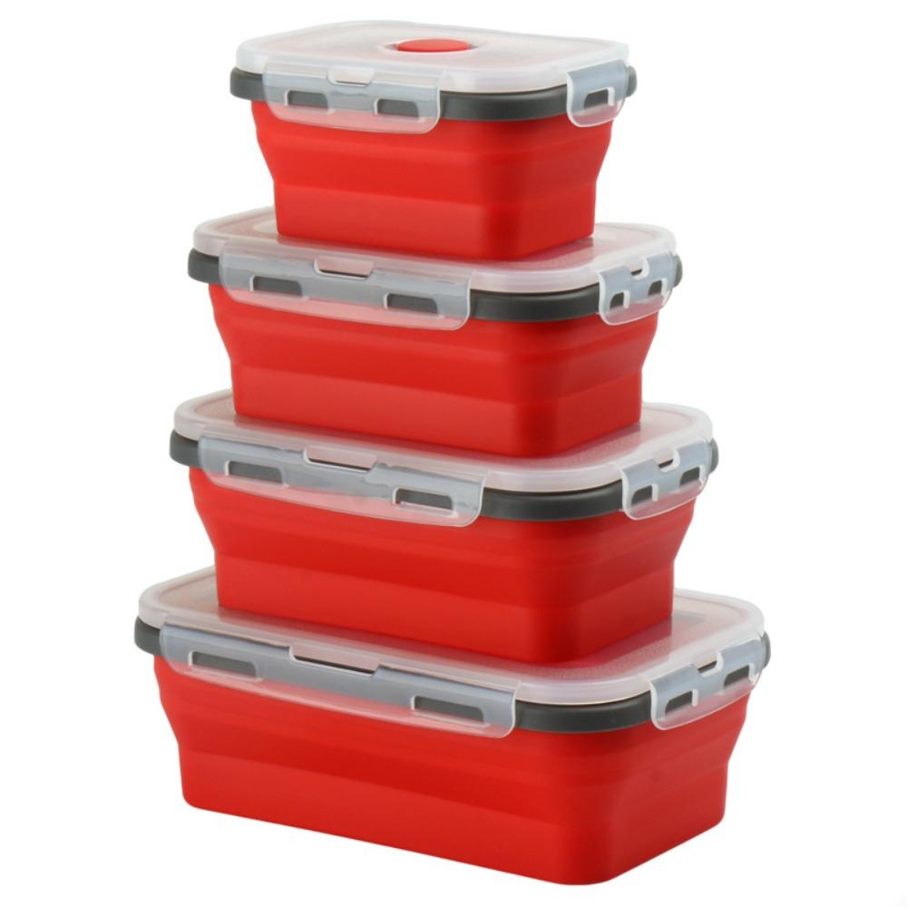 Foldable Silicone Lunch Box Rectangular Bowl with Lids Food Storage Containers Fruit Preservation Boxes Refrigerator Storage Box