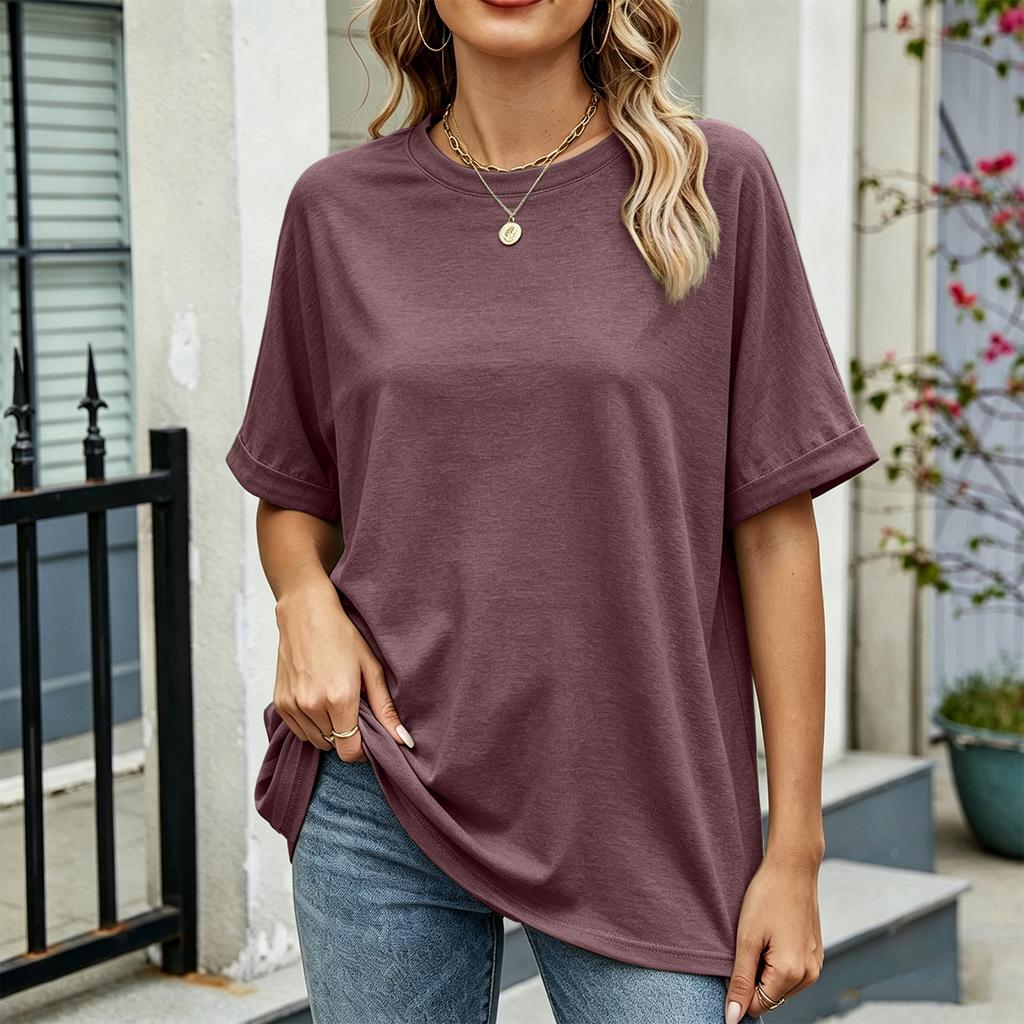 Women's Loose Fit Casual Short Sleeve Crew Neck T-Shirt Lightweight Soft Fabric Comfortable Daily Wear Basic Top