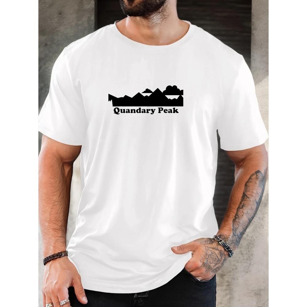 Men's Quandary Peak Pattern Summer Casual Crew Neck Short T-Shirt