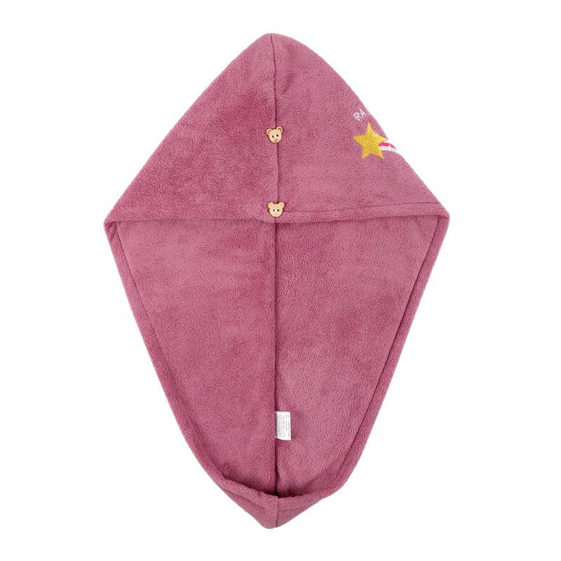 Quick-Drying Coral Fleece Embroidered Hair Drying Towel Cap for Women