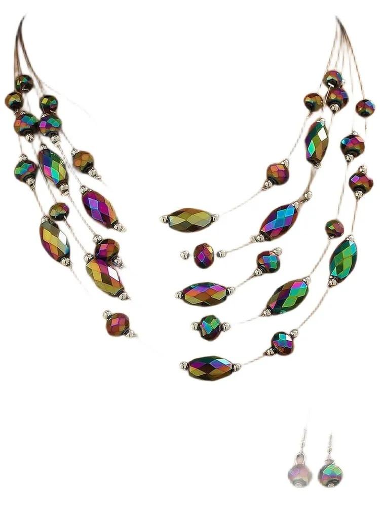 Модный набор ожерелья и серег One Size