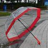 Klarer Regenschirm mit roter Kante