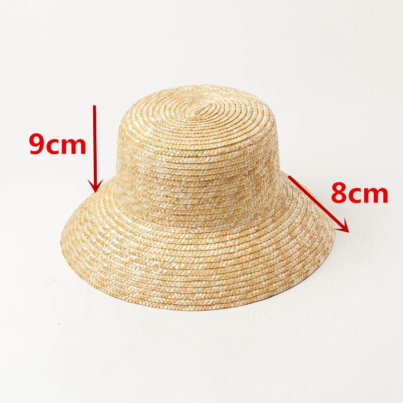 202605-hh6016A Ins Chic SUMMER Kids HANDMADE Natural Straw Bucket Cap Children Leisure Fishermen Hat