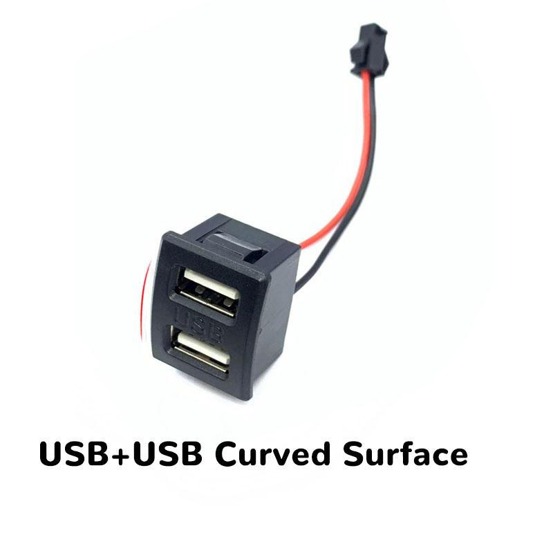 1Pcs DIY Black Double Layer Usb Female Base Type-C Socket and Female Usb Lamp Charging Socket Power Socket With Cable Connector