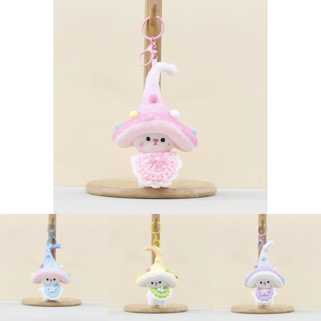 Mushroom Elf Plushie Short Fur Stuffed Toy Keychain For Backpack Decor Gift For Teens