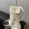 2025 New Summer Japan and Korea Travel Mobile Phone Bag Fringed Messenger Bag Straw Woven Seaside Personalized Mobile Phone Small Square Bag