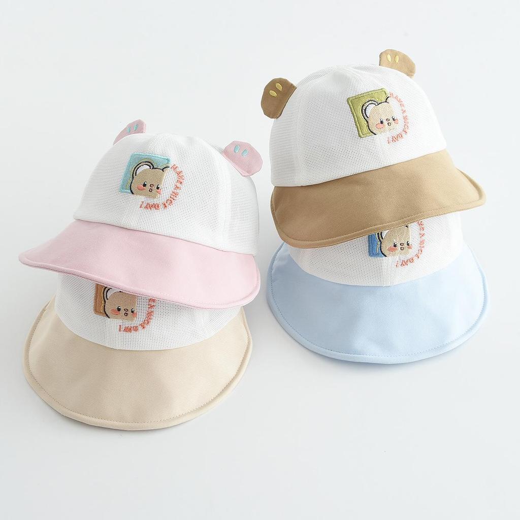 Adorable Cartoon Baby Mesh Sun Hat - Breathable, Windproof, Outdoor Bucket Design