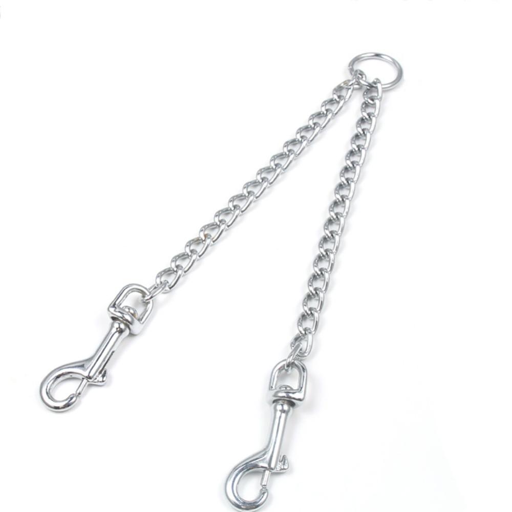 Metal Clasp Dual Dog Coupler Multi Sizes Option Metal Dog Chain Pet Traction Rope Pet Park Visit