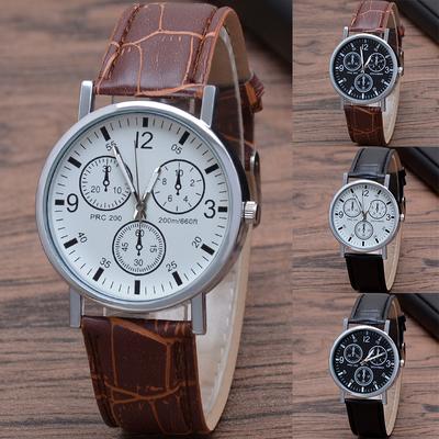 Gift Three-eye Men's Watch Quartz Men's Watch Blue Light Glass Belt Watch Casual Men's Watch