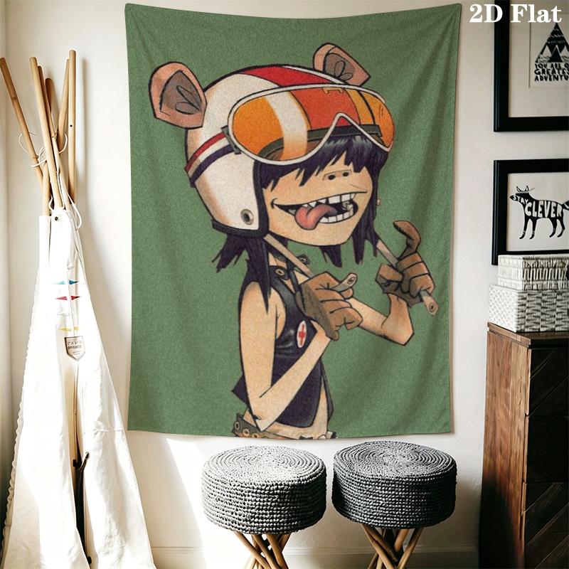 Gorillaz Wall Tapestry Aesthetic Wall Hanging Printed Fabric Blanket Decorative Tapestries for Bedroom Living Room Home Decor