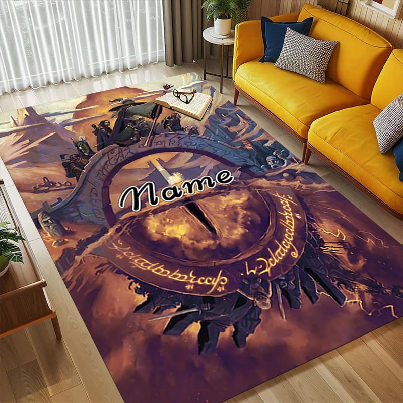 Custom Name Knightly Shield Living Room Non-Slip Area Rug Soft Carpet for Bedroom Kids Playroom Sofa Office Home Decor Doormat