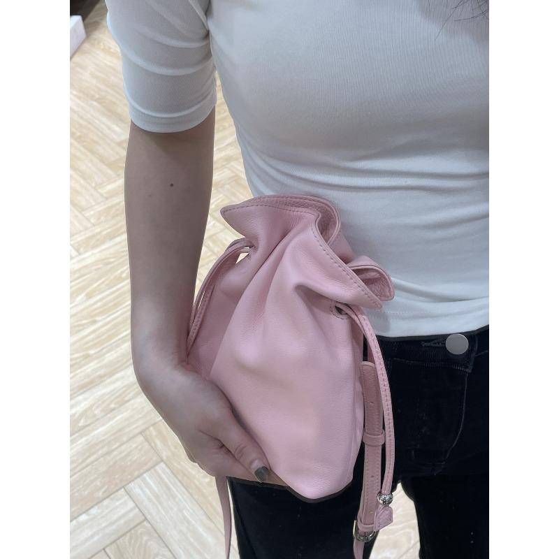 Korean Soft Leather Drawstring Mini Lucky Bag New Fashionable Versatile Messenger Cloud Bag Simple Small Bucket Bag