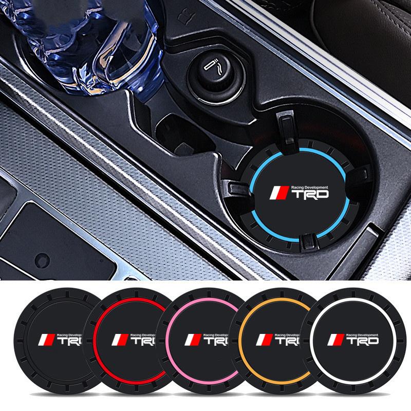 2PCS Silicone Car Coaster Water Cup Slot Non-Slip Pad For Toyota TRD Hilux C-HR Rav4 Avensis Yaris Prius Corolla Camry Auris