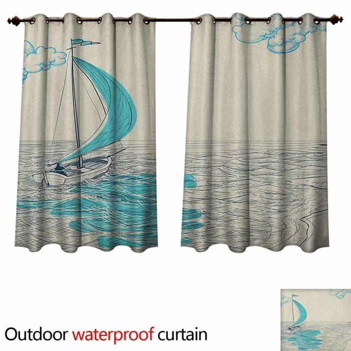 Rideau Extérieur - Anshesix - Nautique - W72 X L63 - Oleanders Et Voilier