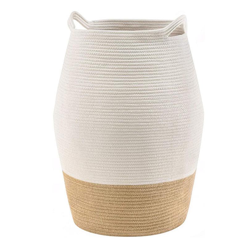 Large Laundry Basket Hamper 99L Tall Woven Rope Storage Basket for Blanket Toys Dirty Clothes in Living Room, Bathroom, Bedroom