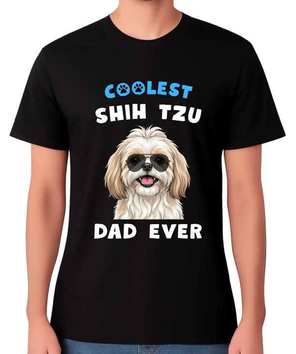 Coolest Shih Tzu Dad Ever T-Shirt Dog Lover Gift Unisex Tee S