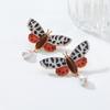 Übertriebene Herbst Leopardenmuster Schmetterling Imitationsperlenanhänger Ohrringe Böhmisch Retro Damenohrringe Schmuckgeschenke