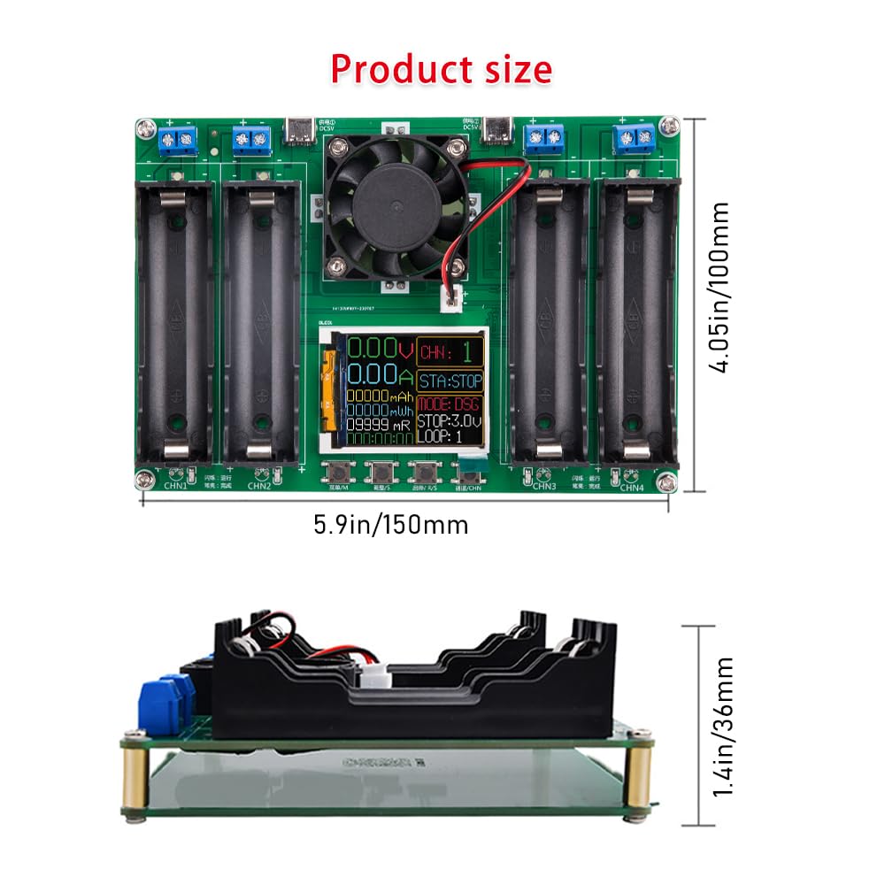 18650 Type-C LCD 4/1 Channel Display Battery Capacity Tester MAh Lithium Digital Battery Detection Module For Battery Testing