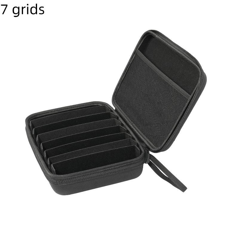 4/5/6/7/8 Compartments Adjustable Glasses Organizer, Portable Black Storage Bag Case For Travel, Sturdy Dividers Eyewear Box