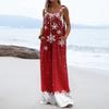 Women's Christmas Print Solid Wide Leg Strapless Tank Pocket Casual Onesie