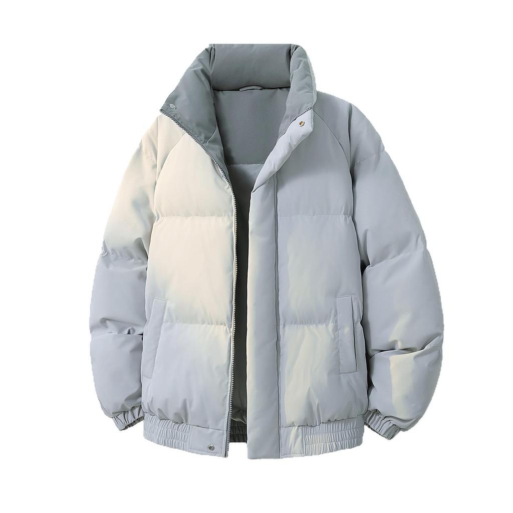 Color Block Stand Collar Cotton Padded Jacket – Warm, Casual, and Versatile Winter Coat
