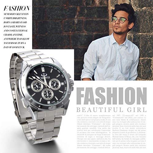 JewelryWe Men's Casual Business Quartz Watch with Stainless Steel Band, Analog Sport Quartz Movement, Alloy Movement, Perfect Valentine's Day Gift